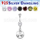 mcdvd23 steel belly banana w round cz stone silver triskele