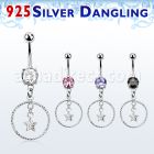 mcdvd33 steel belly banana w round cz silver star in a circle