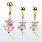 mdgz323 gold steel belly banana w a lower flower shape w cz