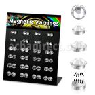 mg83 board of 5 7mm round clear crystal magnetic earrings