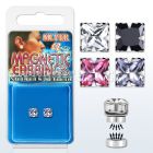 mgzq5m pair of silver magnetic ear studs w 5mm square color cz
