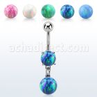 moopb8 steel belly banana w 7mm opal dangling 8mm opal ball