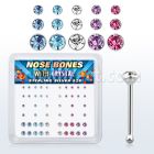 nbbxmm2 box w silver nose bones w mix round mixed crystal tops