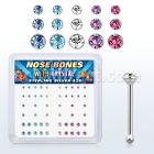 nbbxmm box of silver nose bones w 1 3 1 5 1 8mm color crystals