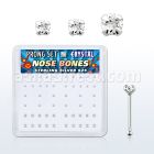 nbbxpbc box of silver nose bones w 1 4 1 5 2mm prong crystals