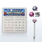nbczbxm box of silver nose bones with 2mm color prong cz