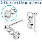 nbdvbz1 silver nose bone ball bezel set dangling cz