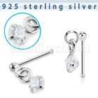nbdvpz1 silver nose bone ball prong set dangling cz