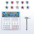 nbmhsm silver nose bones w heart star w assorted crystal
