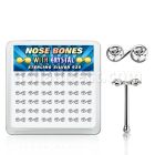 nbmsbxc box silver nose bones w music note shaped tops w crystal