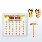 nbmxpa36 box w silver nose bone w gold rose gold pineapple top