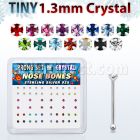 nbp6mx box of silver nose bones with 1 25mm prong set crystal