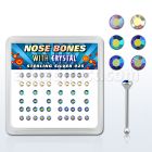 nbrdxabm box of silver nose bones with round ab assorted crystals