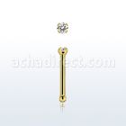 nbtzr15 gold steel nose bone, 20g w prong set 1.5mm round cz