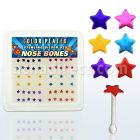 nbxsap box of silver nose bones with color plated star tops