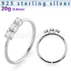 nhdm 925 silver seamless nose ring 1.5mm prong set color crystals
