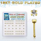 npbgc gold plated silver nose bones with 1 8mm prong crystals