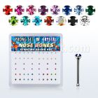 npbms silver nose bones with 1 4mm assorted prong crystals