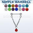 npdl4 steel nipple barbell w a 6mm multi crystal ball with