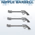 npsh23 steel nipple barbell w small pistol w black accents 