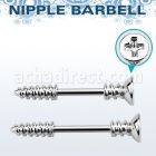 npsh5 316l steel nipple barbell w cross screw top screw tip