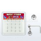 nsdc16 box of silver nose studs w ball dangling crystal