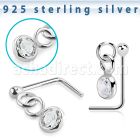 nsdvbz1 silver nose stud ball bezel set dangling cz