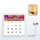 nsfbs16m box w 16 silver nose stud w round extra flat 2.5 crystal