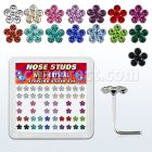 nsflbxs silver nose studs w assorted color crystal flower