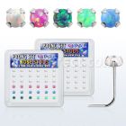 nspo25 box w 36 pc of 925 silver nose studs w 2.5mm opals
