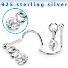 nwdvm1 925 sterling silver nose screw ball dangling crystal