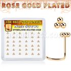 nwtsv36r rose gold plated silver nose screws triple balls