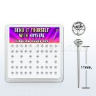 ny14cx box w silver bend it nose studs w 2mm round crystal tops
