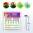 nylgx1 box of silver bend it nose studs w assorted marijuana