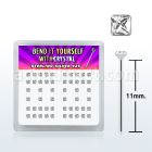 nysqbxc silver bend it nose studs with square clear crystals