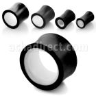 phwo double flared flesh tunnel in black horn white bone