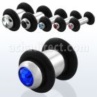 plc polished 316l steel plug with bezel set center crystal