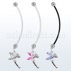 pndz103 pregnancy belly ring w dangling fairy w cz wings 