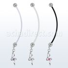 pndz410 pregnancy belly ring w dangling w a small prong set czs