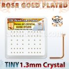rssp6xc box w rose gold plated silver nose stud w 1 25mm crystal