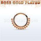 rsspv16 rose gold plated silver seamless septum ring,16g w beads