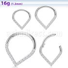 sgsh15 316l steel hinged segment ring round cz pear shape