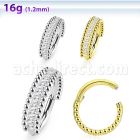 sgsh46 steel hinged segment ring 16g cz middle balls