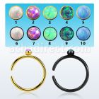 snrt2op anodized steel nose ring w round top synthetic opal