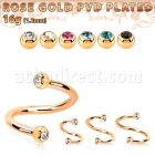 spttjb25 rose gold steel spiral w two tiny 2.5mm jewel balls