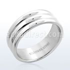 sr123 high polished stainless steel triple wide ribbed ring