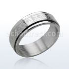 sr154 matte stainless steel spinner ring with wave design