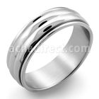sr249 high polished stainless steel double ribbed spinner ring
