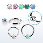 steel ball closure ring w 3mm rounded synthetic opal disk