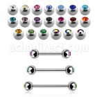 steel eyebrow barbell 1mm w 3mm bezel set jewel balls